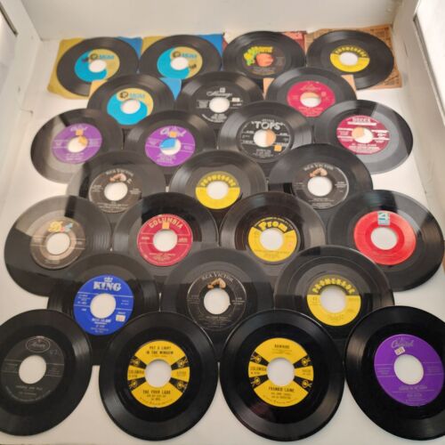 25 Rock & Roll Pop Country Hits 1950's Some Newer 45 RPM 7" Vinyl Some Sleeves