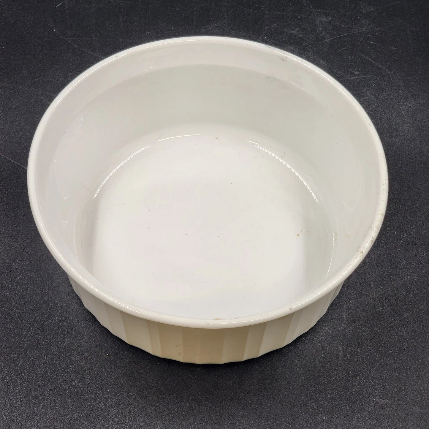 Corning Ware Round Casserole Dish French White F5B 1.5 Quart Soufflé Stoneware