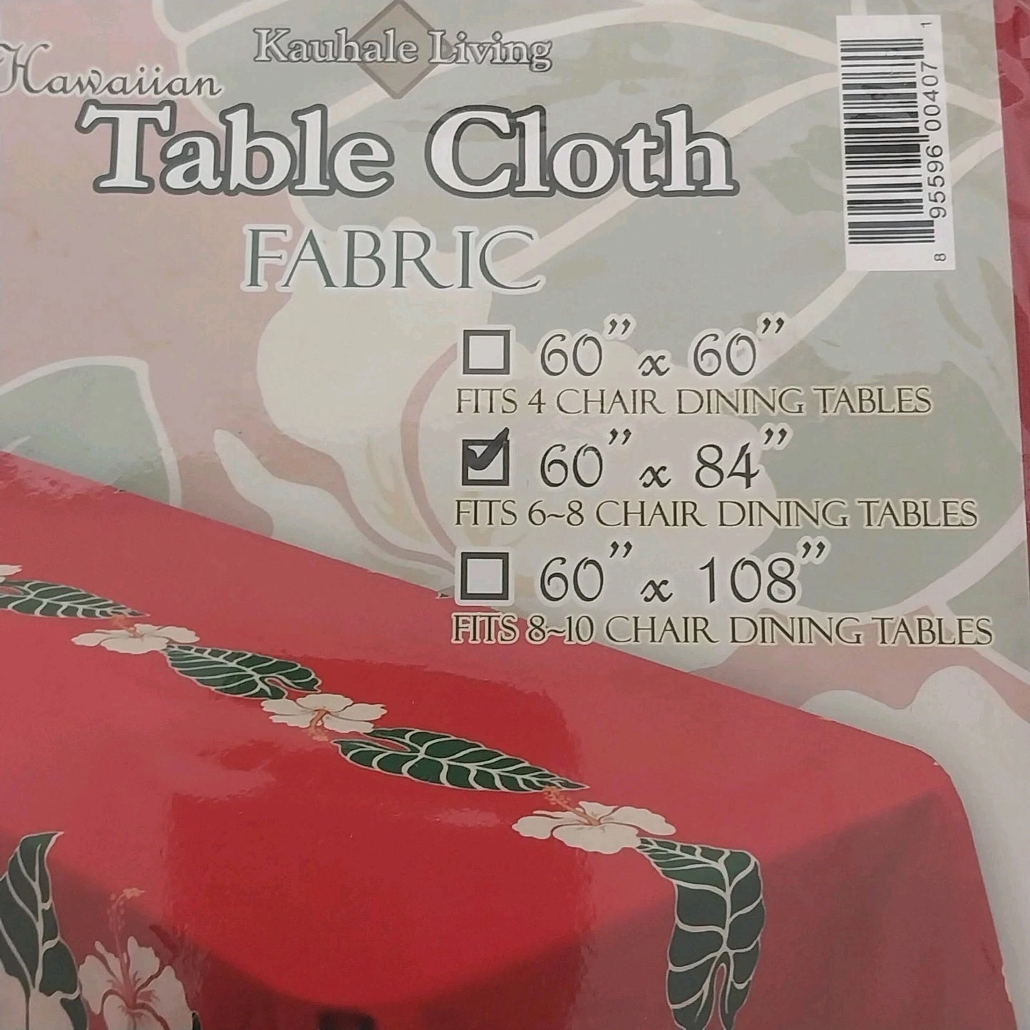 Kauhale Living Hawaiian Hibiscus Floral Tablecloth Red Green White 60" x 84" NIP