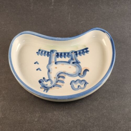 MA Hadley Country Farm Horse Crescent Side Plate Vintage Pottery Stoneware