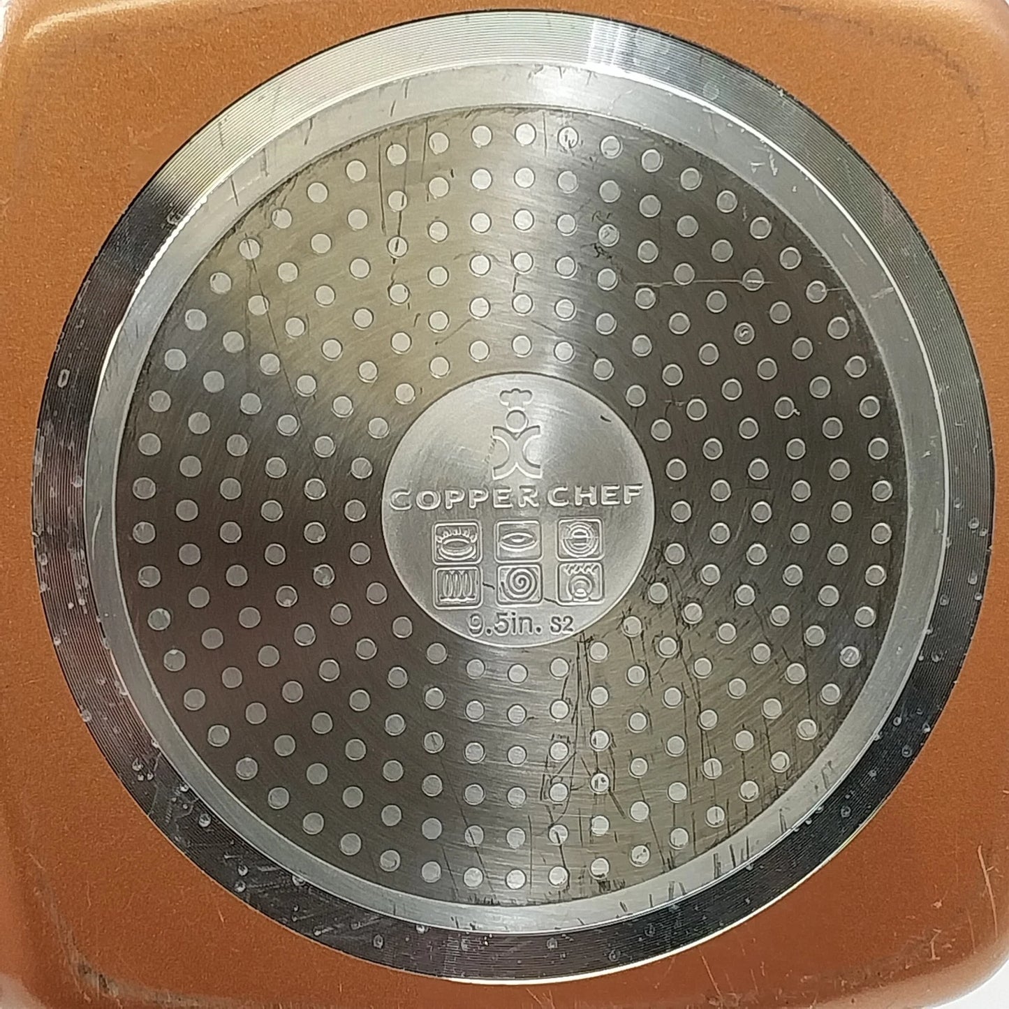 Copper Chef Deep Square Pan 9.5" Vent Lid 2 Handles and Frying Basket NOS