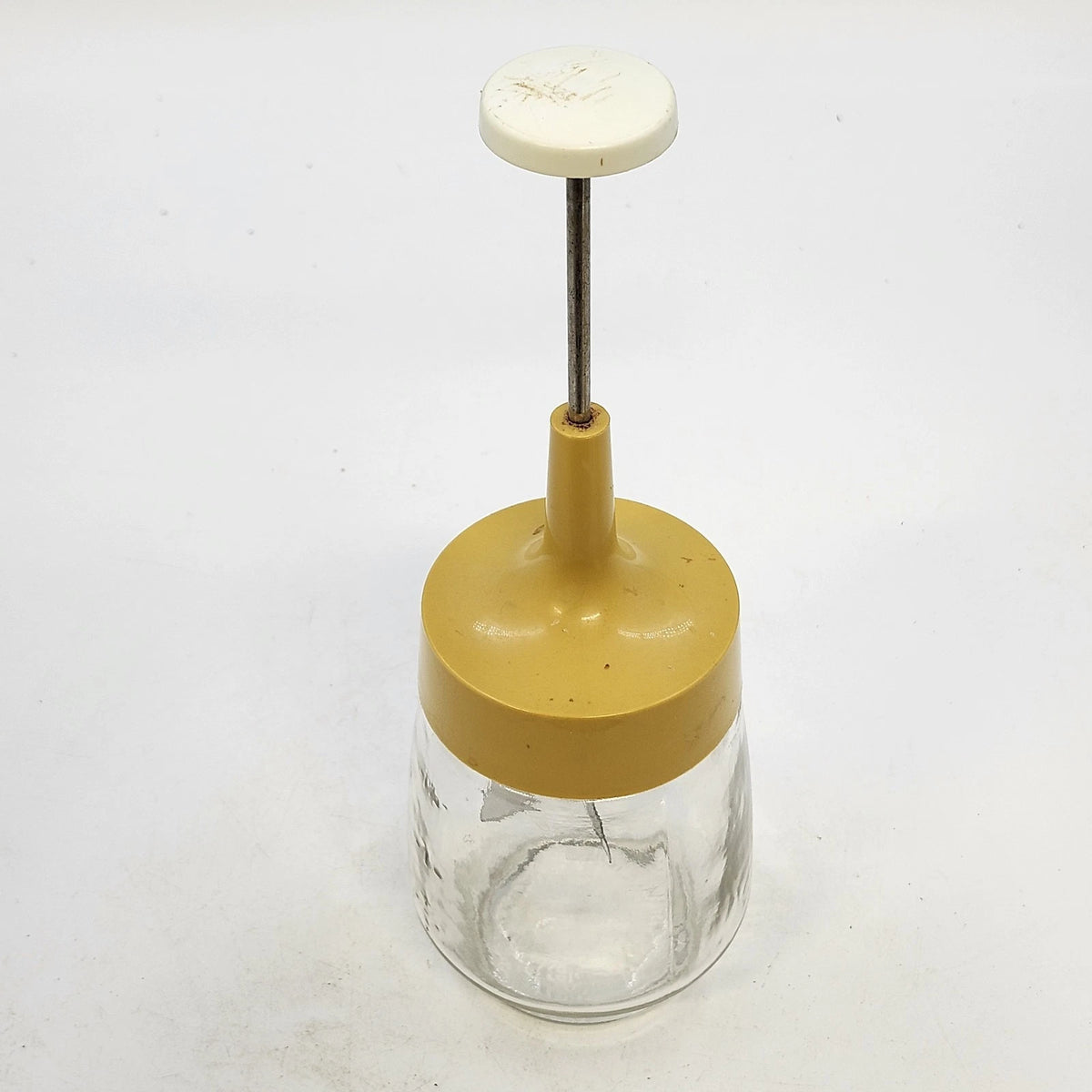 Federal Housewares Glass Food Chopper Yellow Lid Manual 10" Vintage Kitchen Tool