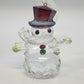 Snowman Christmas Ornament 4" Acrylic Clear Faceted w Red Top Hat & Rhinestones