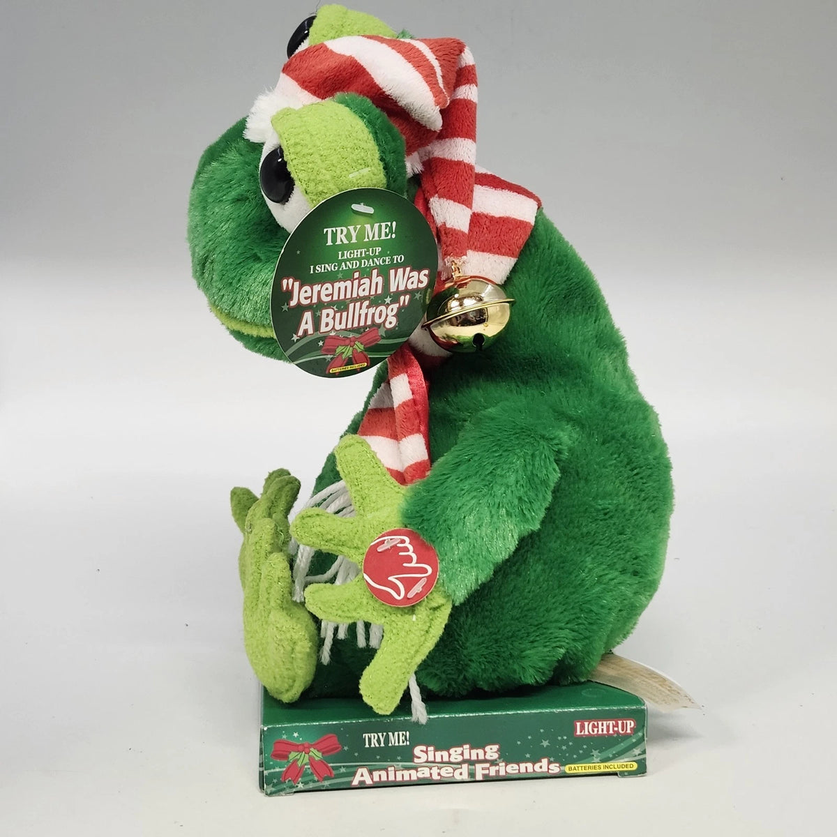 Dan Dee Christmas Frog Plush Singing Animated Friends Light Up Hat Scarf w Tags