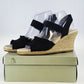 Studio Works St Martin Black Sandals 3.5" Straw Heel Women 9M Tan Insole w Box