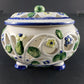 Bombay Style Porcelain Potpourri Covered Dish Floral Reticulated Bowl w Lid