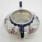 Hand Painted Porcelain Teapot 7.5"Pink Roses Cobalt Blue Gold Accents w Lid Vtg