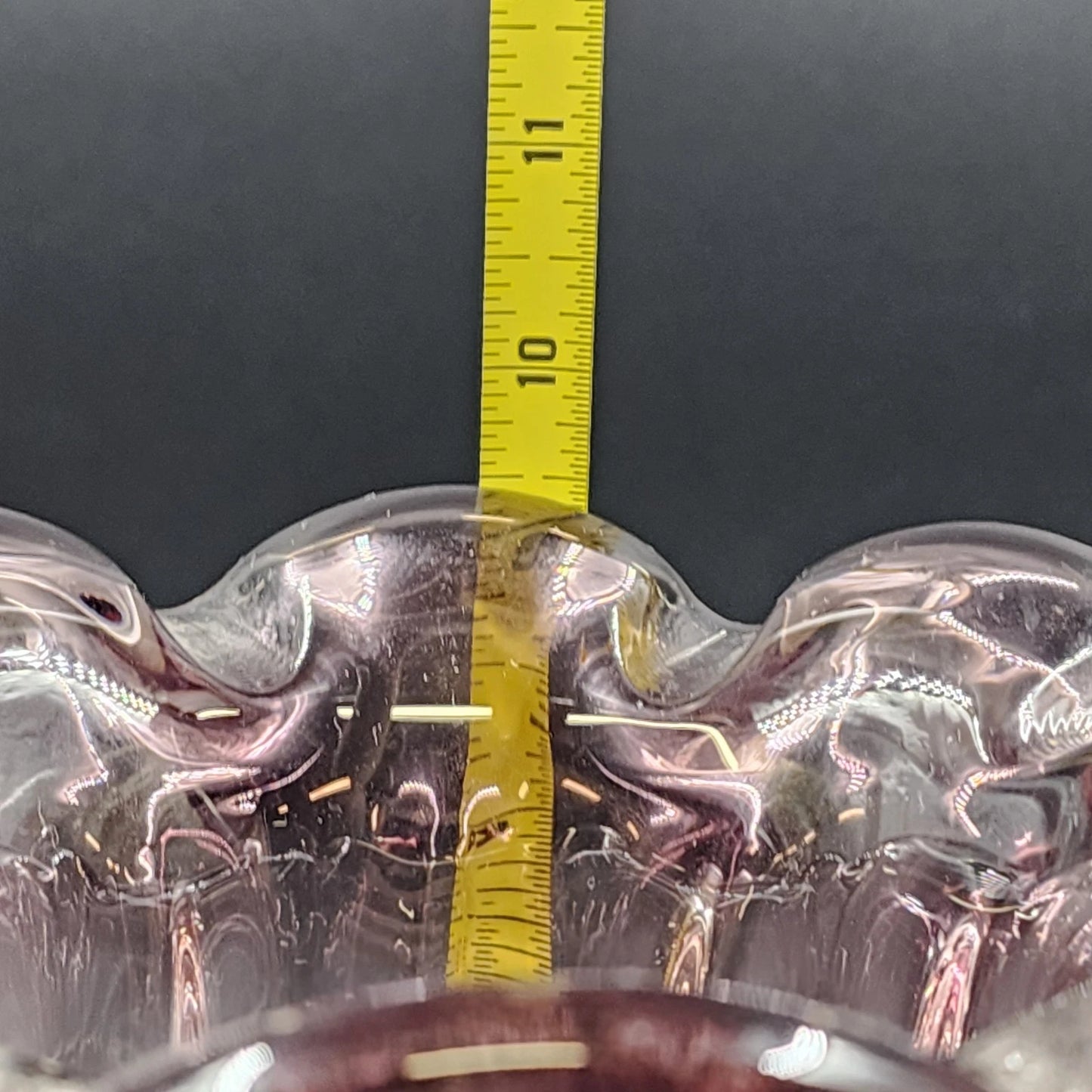 Shannon Crystal Designs of Ireland Hand Blown Glass Amethyst Vase Scalloped 9.5"