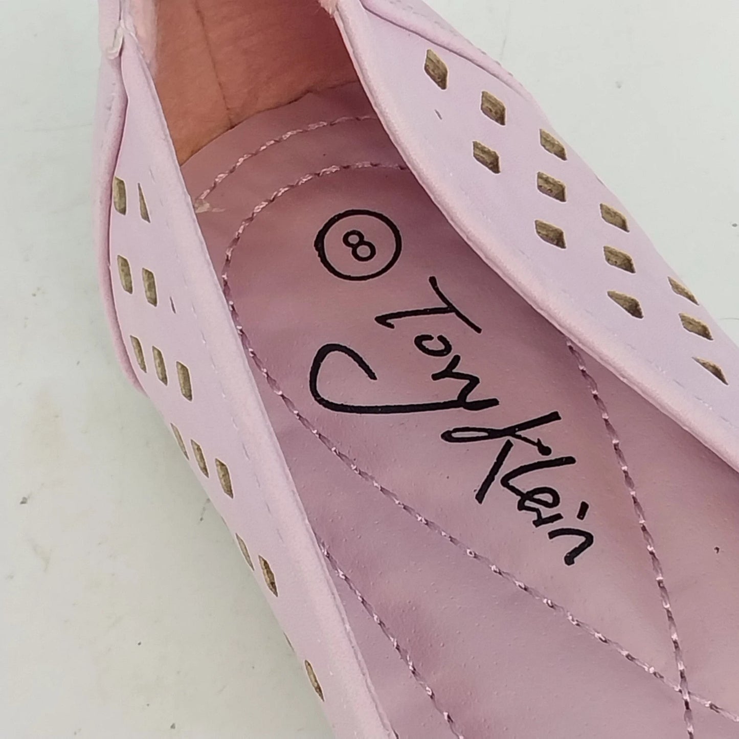 Tory Klein Flats Sandals Pink Peep Toe Bow Laser Cut Women's 8 China