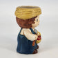Vintage Farmer Boy Head Vase Planter Straw Hat Country Decor