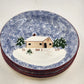 4 Holly Mountain Lodge Dinner Plates 11" FWC Cook's Bazaar Ceramic Winter Scene
