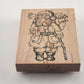 2 Rubber Stamps Wooden Mounted Santa w Animals and Fir Tree Patterns Vintage