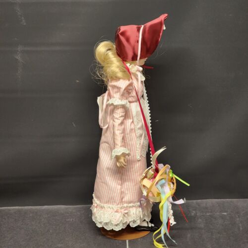 Franklin Heirloom Doll Ribbon & Lace with Basket MM-1415 Porcelain Soft Body 16"