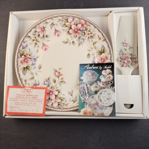 Andrea by Sadek Cake Plate Server Karen Pattern Corona Fine Porcelain China NOS