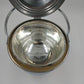 Silver Chromium Solid Brass Ice Bucket Cooler Hinged Lid Arm & Glass 13" 1950's