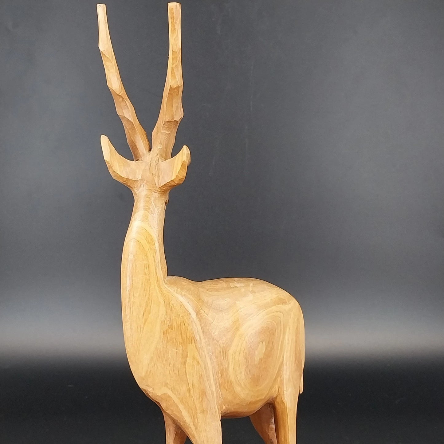 Vintage Kenyan Hand Carved Wooden Gazelle Sculpture African Art