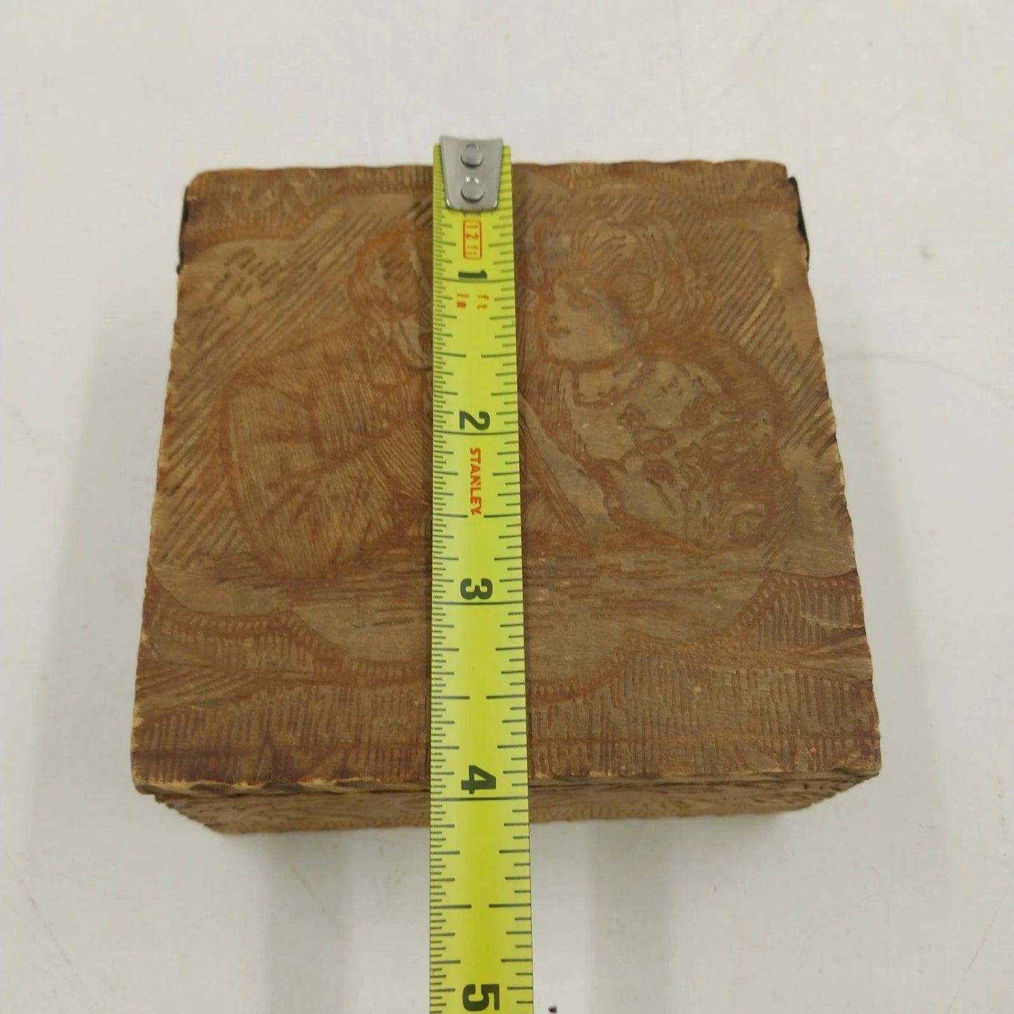 Pressed Wood Cigarette Candy Box 4" Hinged WIZARD Pyrography LF Grammes & Son PA