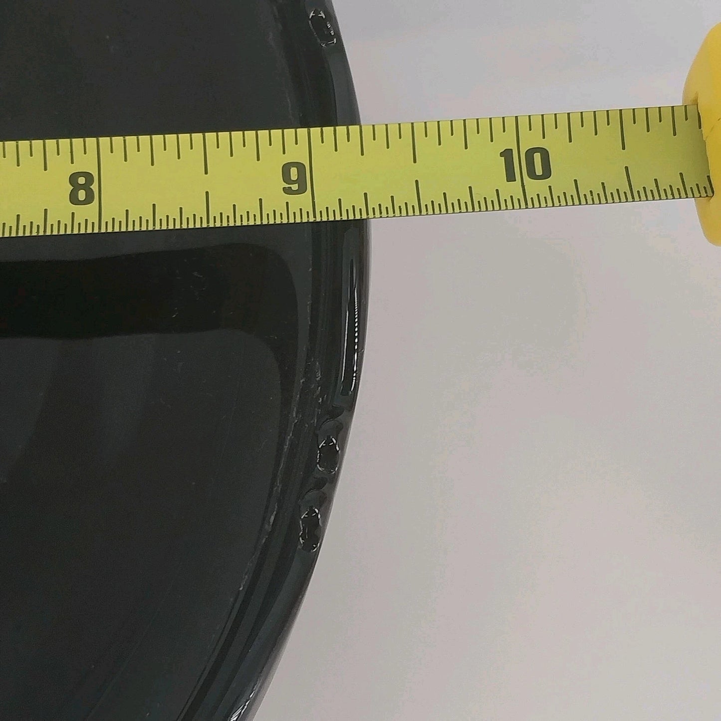 LE Smith Mt Pleasant Black Glass Footed Serving Bowl Scalloped Rim 9.25" Vintage