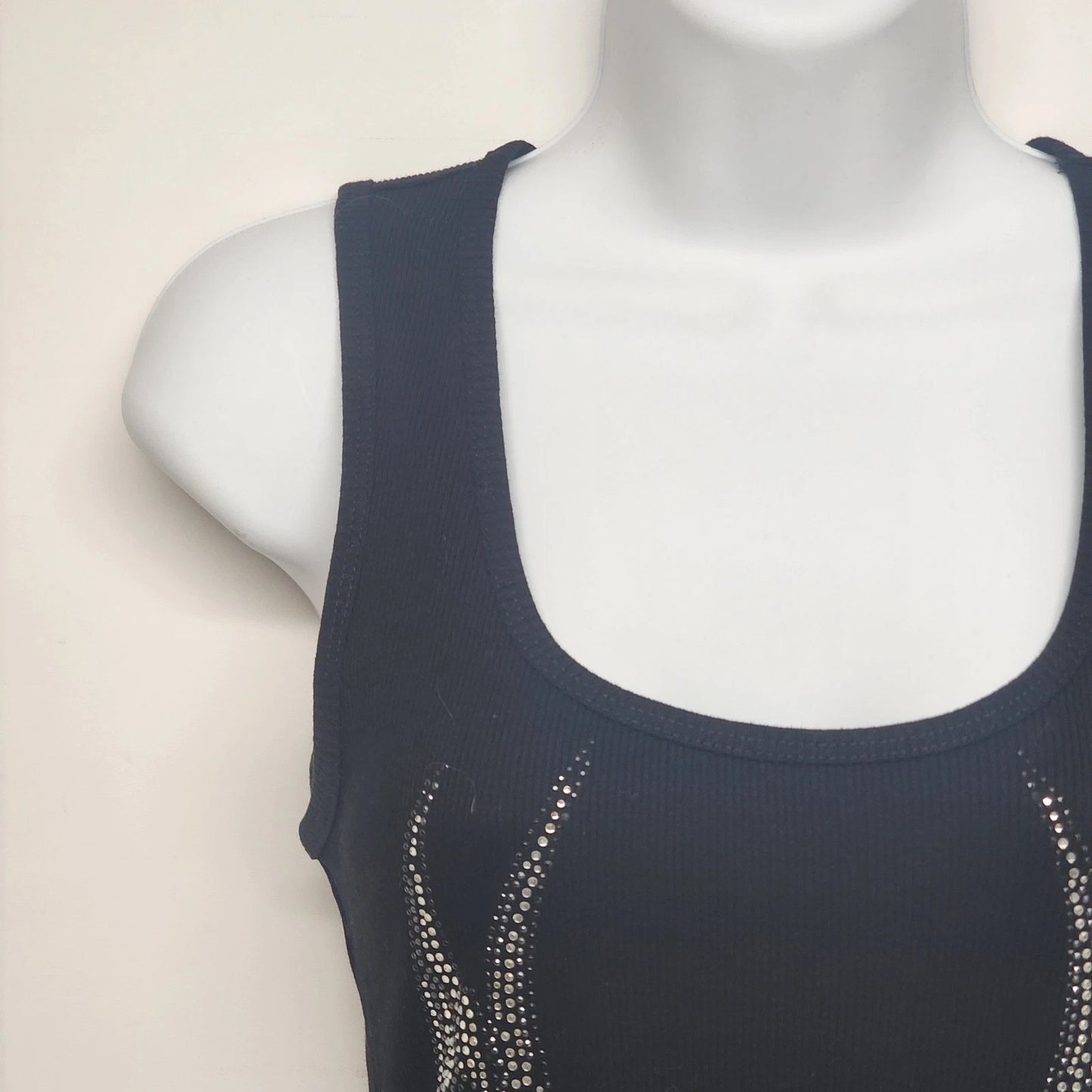 Sweet N' Kool Women's Large Black Tank Top 100% Cotton Ribbed Essential Knit Vtg