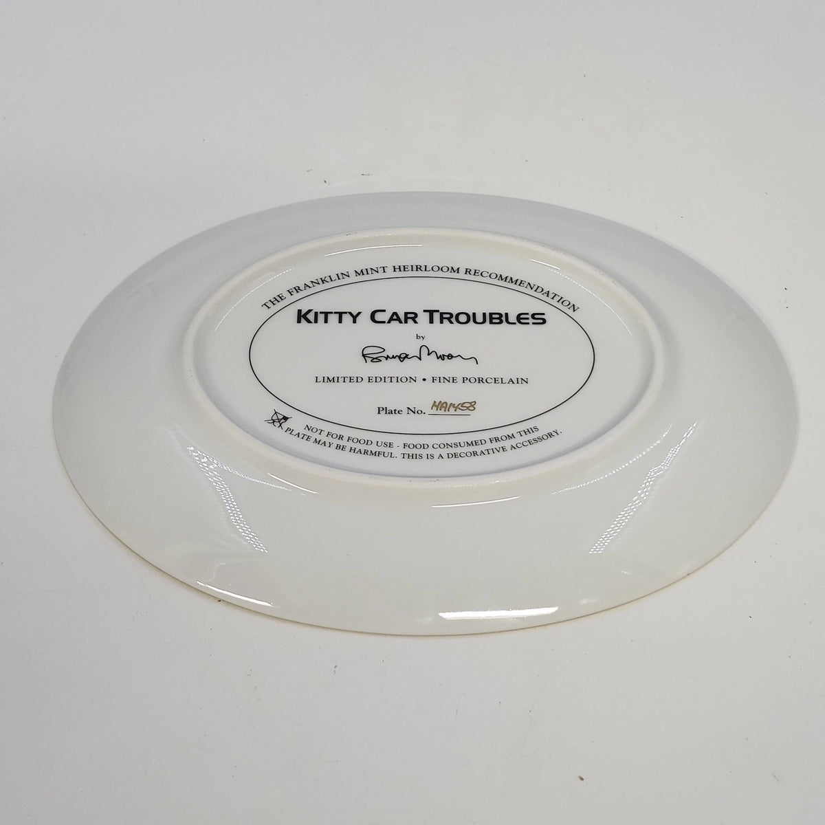 Franklin Mint Kitty Car Troubles Bryan Moon Porcelain Plate Limited Edition COA