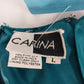 Carina Silk Sequined Top Teal Evening Dress Size L Zipper Hook/Loop Back AS IS