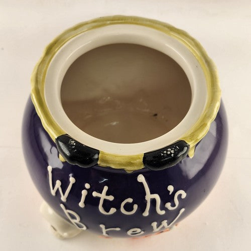 Witch's Brew Halloween Cookie Jar David's Cookies Ceramic Ghost Skull Black Cat