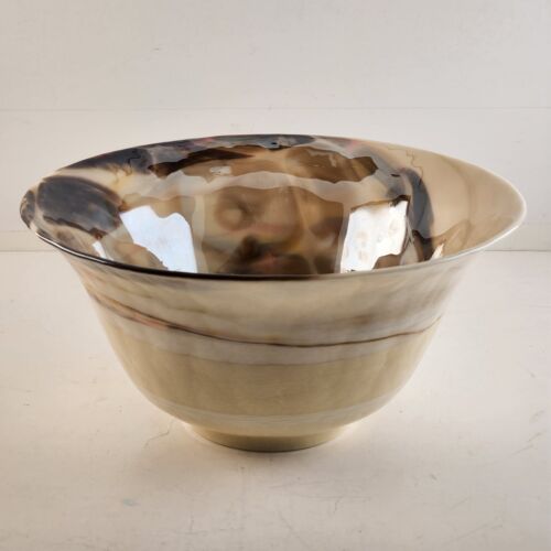 Murano Glass Mother of Pearl Yalos Casa Bowl Made in Italy Vintage 9½" Across