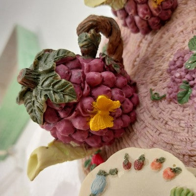 Wong's Polyresin Miniature Tea Set Grapes Fruit Teapot Teacup Collectible 5.5"