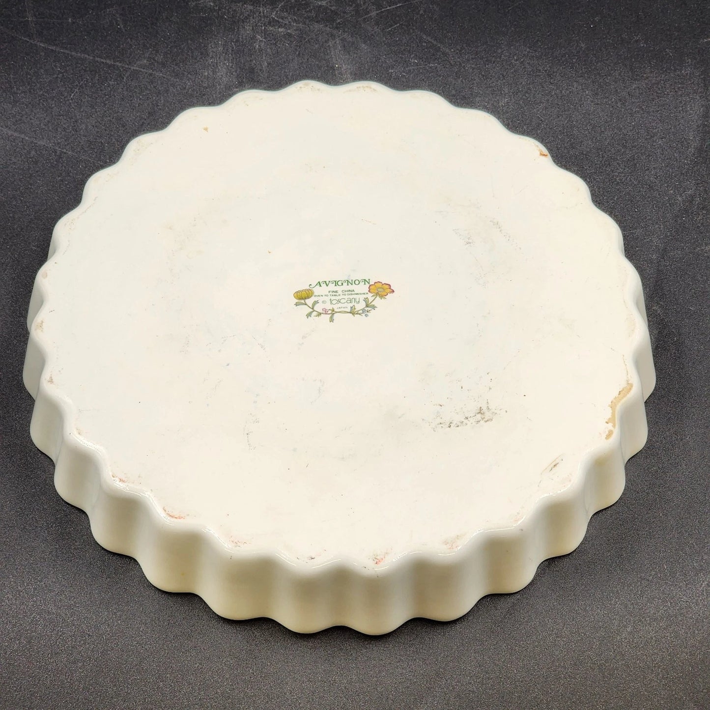 Avignon Toscany Fine China Pie Quiche Dish 10" Floral Pattern Japan Discontinued