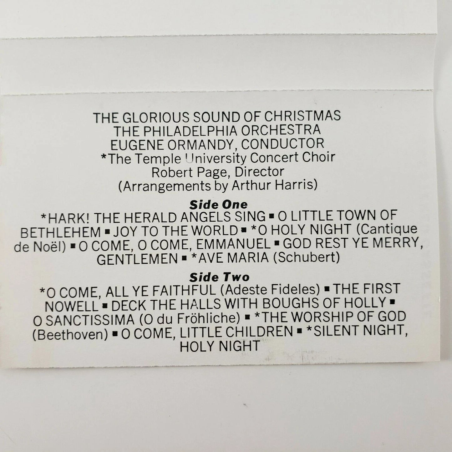 Glorious Sound Of Christmas Cassette Philadelphia Orchestra Eugene Ormandy VGC