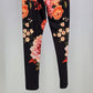 LILY by Firmiana Fashion Red Pink Floral Black Leggings XS 95 % Polyester China
