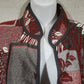 Bon Worth Blazer Tapestry Weave Block Print Redish Jacket Women's Large Unlined