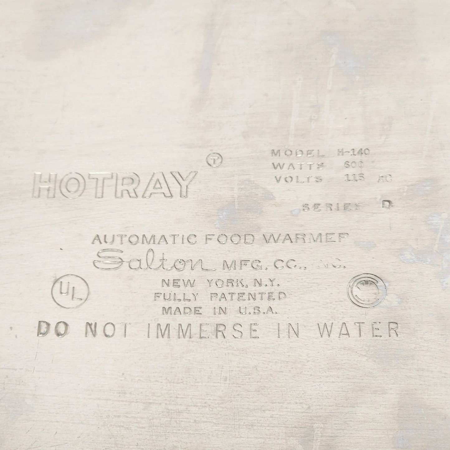 Salton H-140-D Electric Hotray Vintage Warming Food Tray 21" x 12" Surface Works