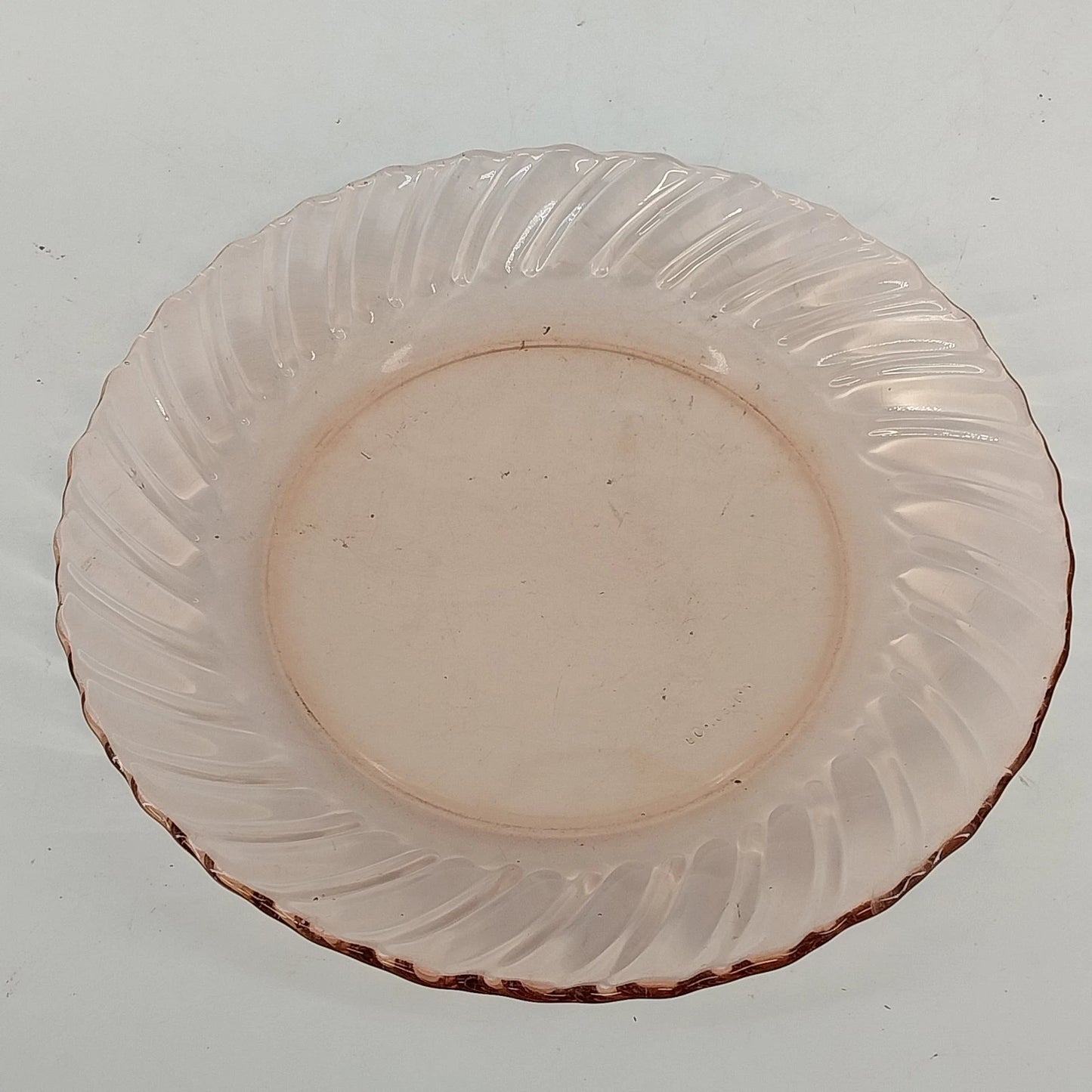 Fortecrisa Pink Swirl Ribbed Glass Salad Plate 7” MCM Tableware Mexico Vintage