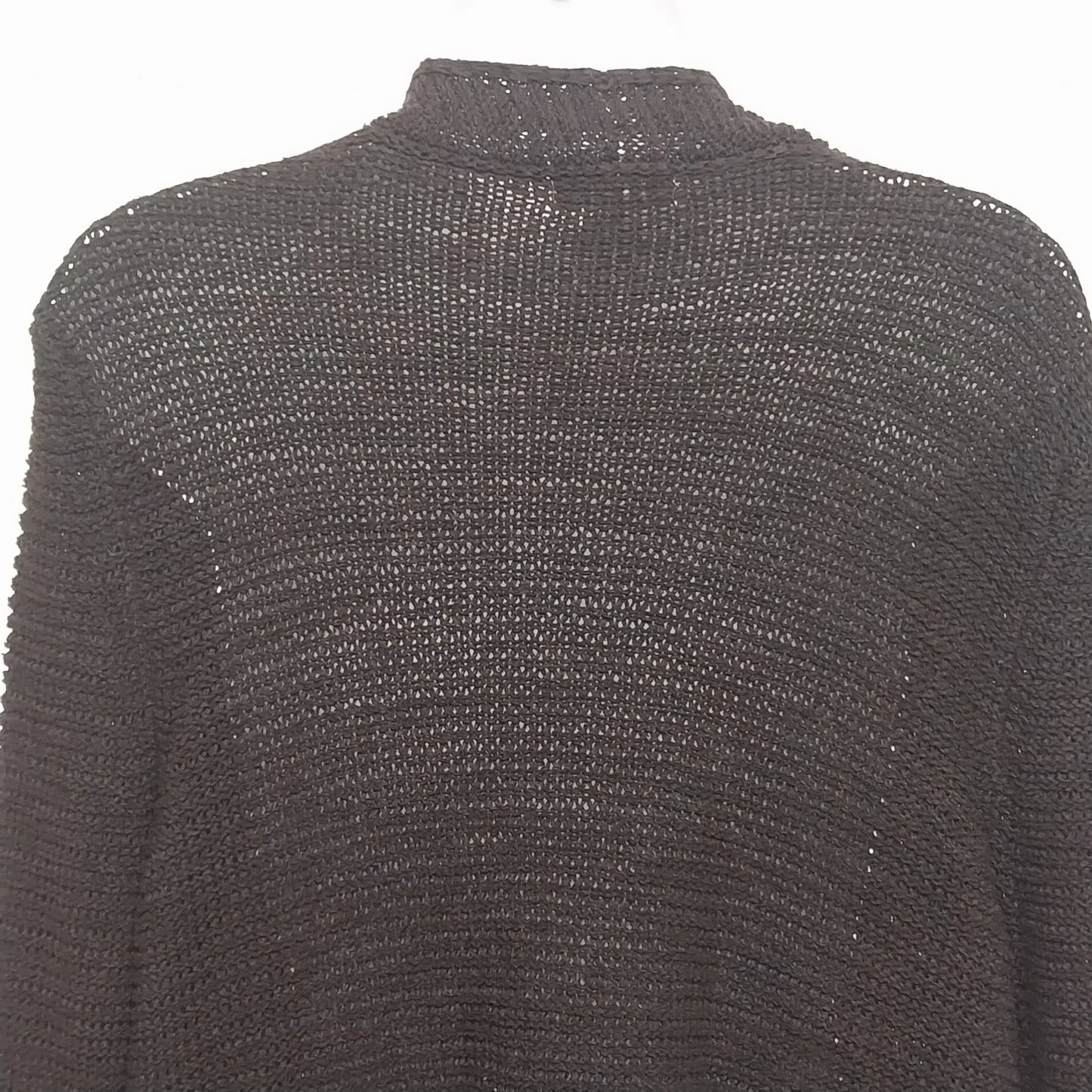 Laura Ashley Women's Black Open Front Knit Cardigan Sweater Medium Acrylic Nylon