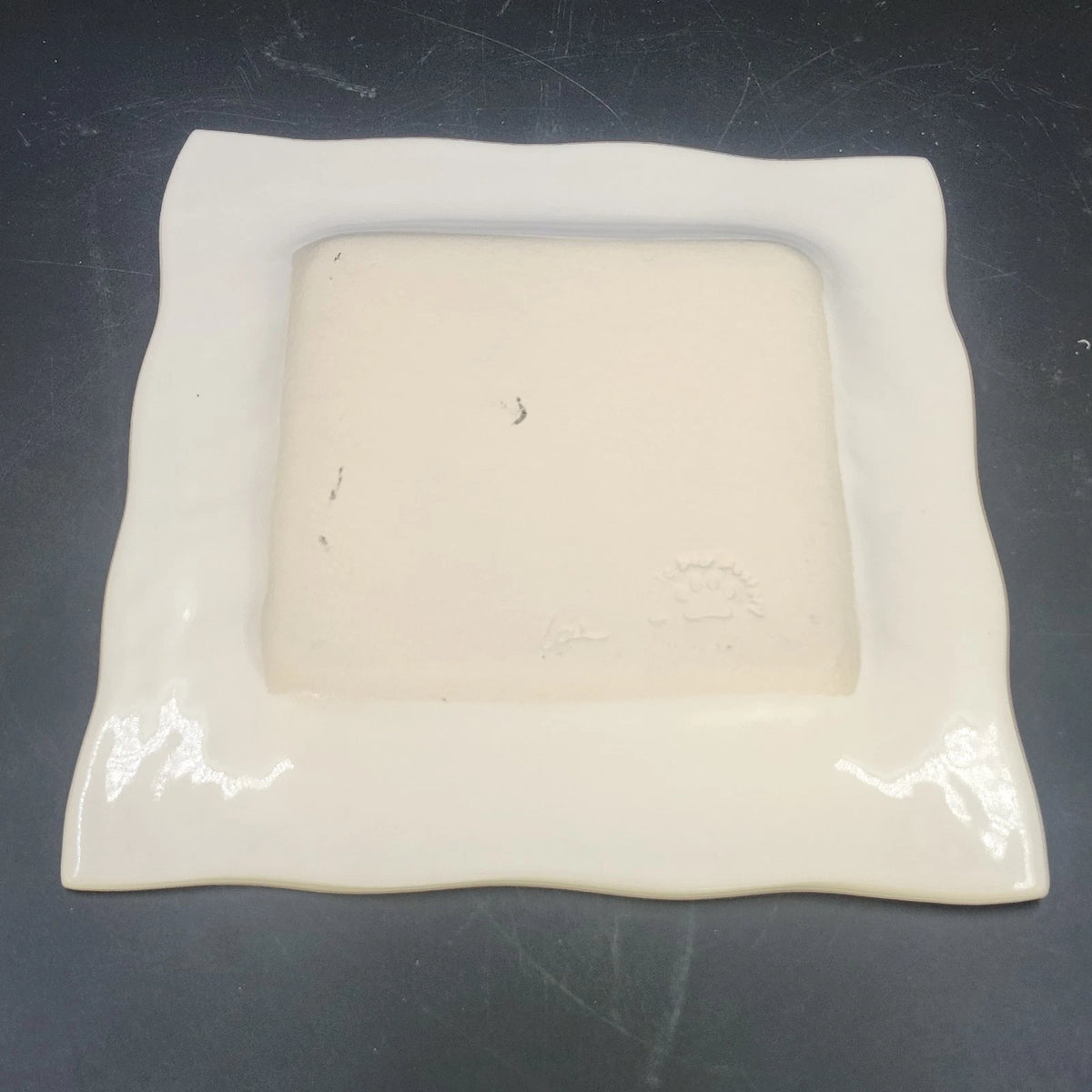 Prairie Dog Pottery Black Newfoundland Candy Cane Christmas Plate 9.25" Square