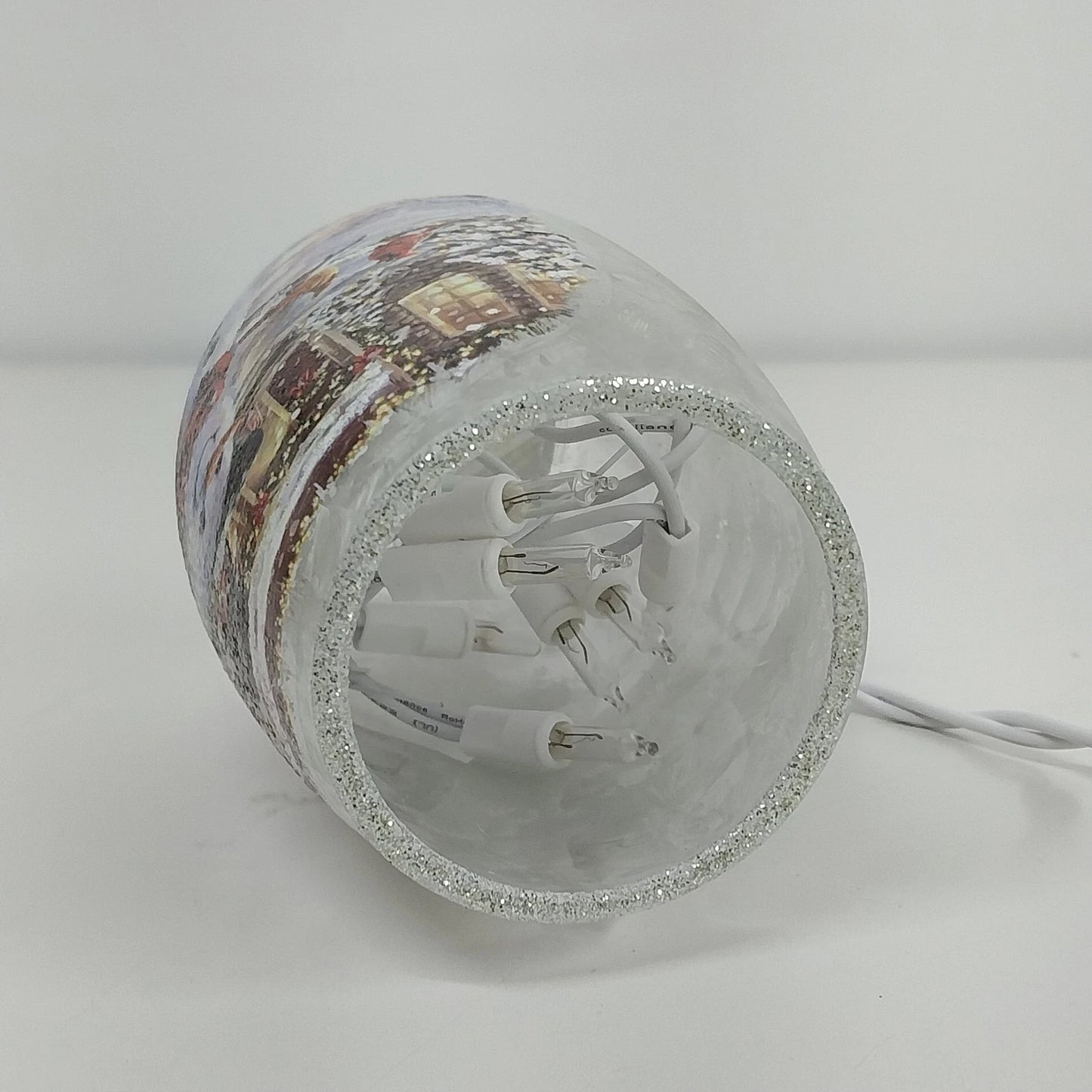 Frosted Glass Snowman Cardinal Winter Scene Vase Light Plug In Christmas 5.25"