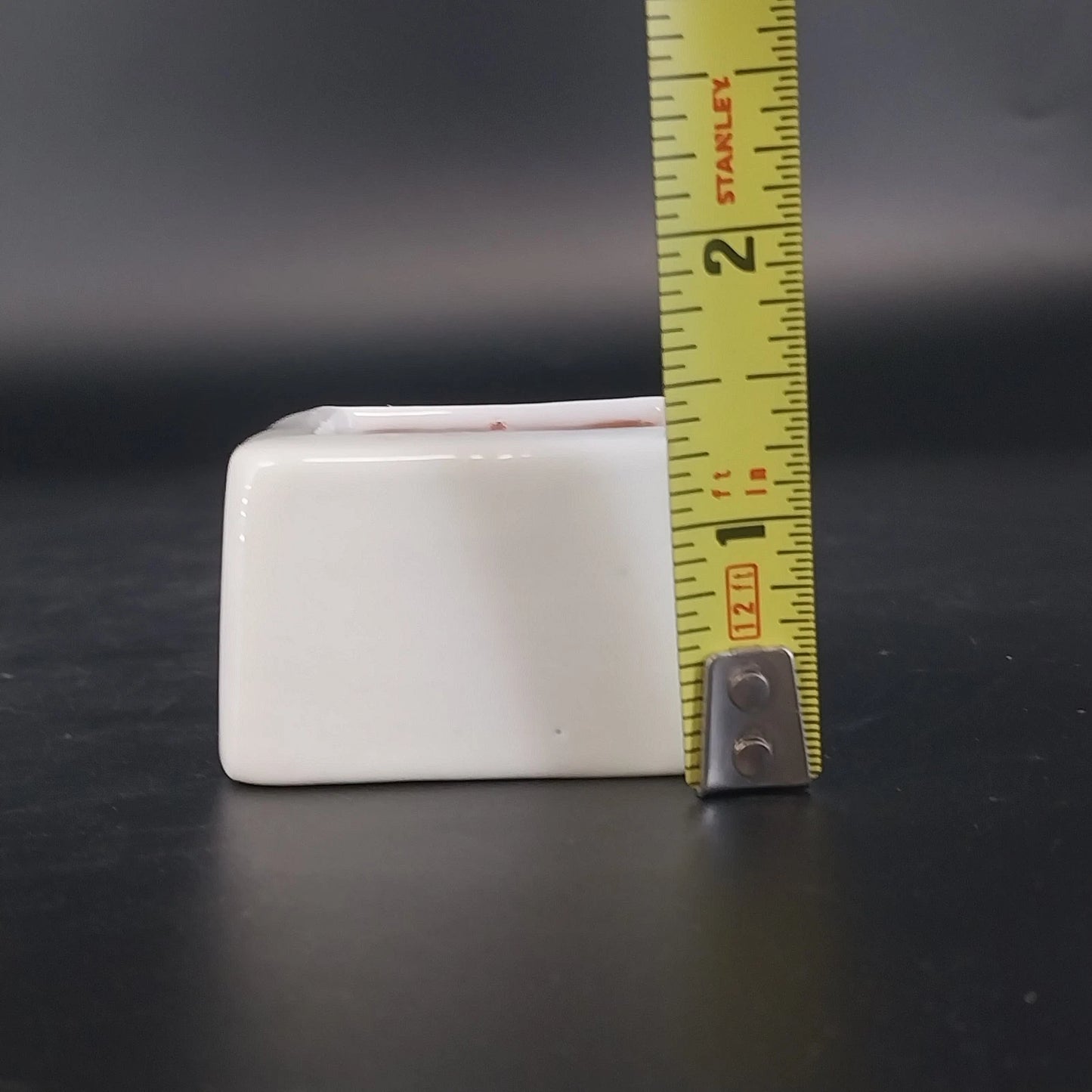 White Ceramic Square Container Candle Red Wax Single Wick Unused Vintage