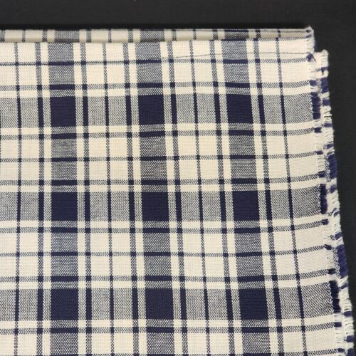 Navy Blue and White Plaid Rectangle Tablecloth 106 x 47 Inches Vintage