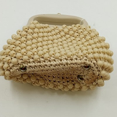 Marcus Brothers Beaded Clutch Purse Handbag Lucite Handle Vintage Italy 1960s