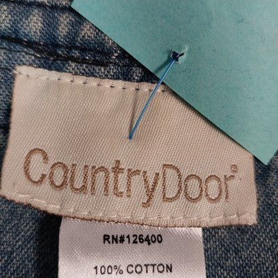 Country Door Denim Jacket 1X Women’s Blue Embroidered Long Sleeve Ruffled Hem