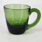 Indiana Glass Cups Avocado Green Blown Art Glass Set of 4 Starburst Base Handle