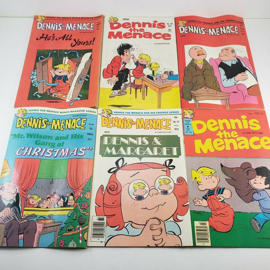 6 Dennis the Menace Various Comic Books from 1977 and 1978 by Hank Ketcham VG+