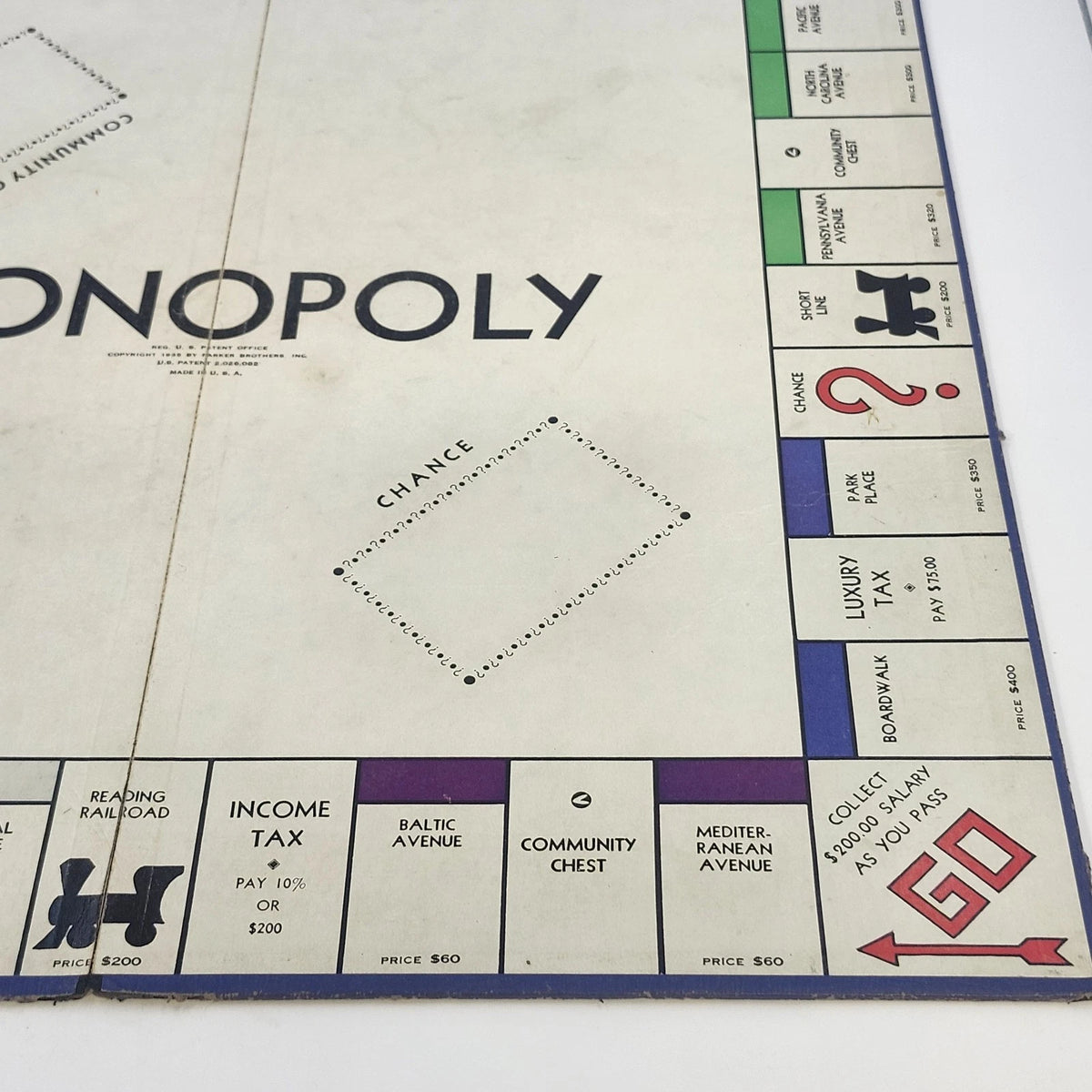 Parker Brothers Monopoly Game Board Bi-Fold Early Ed 1938 Salem Mass Chicago NY