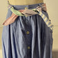 Susan Bristol Long Denim Button Skirt Size 4 Stretch Waist Pleated with Scarf