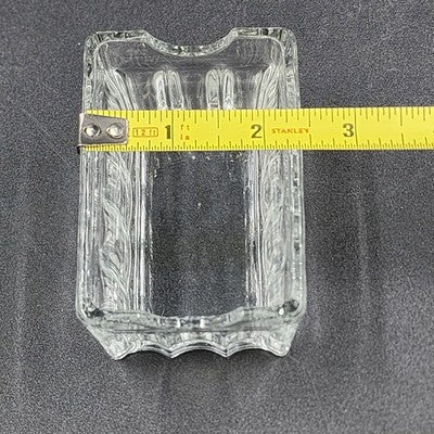 Libbey Sweetener Sugar Packet Holder Ribbed Glass Vintage Clear Caddy 3.5"x2.75"