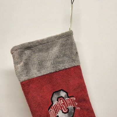 Ohio State Univ Christmas Stocking Red Gray Sock 18" Ridgewood Collectables Vtg