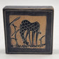 Hand Painted Solid Stone Tile 4"x4"x1" Giraffe & Elephant on Each Side