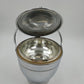 Silver Chromium Solid Brass Ice Bucket Cooler Hinged Lid Arm & Glass 13" 1950's