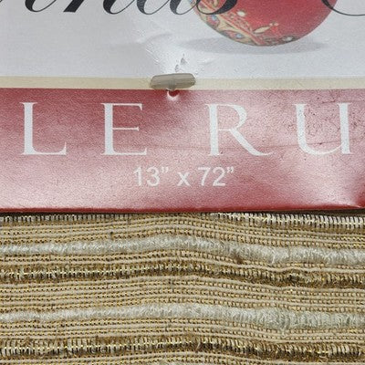 Table Runner Gold White Tradewinds Designer Collection Linen 13x72 Tapered Ends